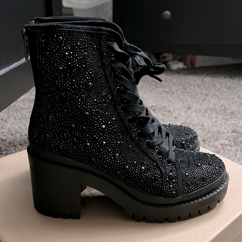 Black Rhinestone Steve Madden boots